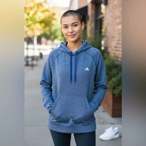 Adidas Women's Heathered Blue Hoodie L
